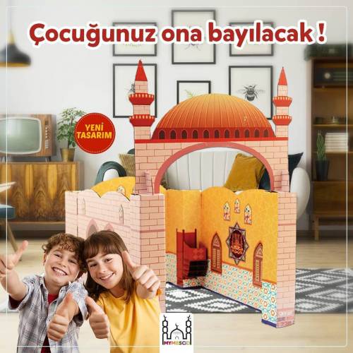 Çocuklar için Namazı Sevdiren Karton Mescit Maketi